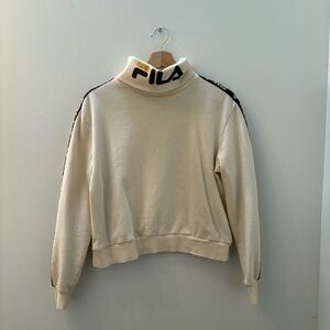 Fila Cream Ribbed Turtleneck with Brown Accents